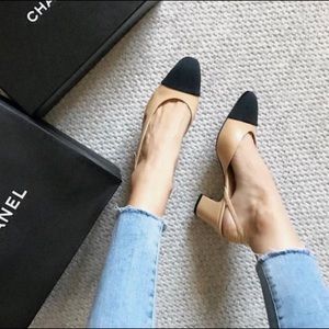 Chanel slingback | beige & black